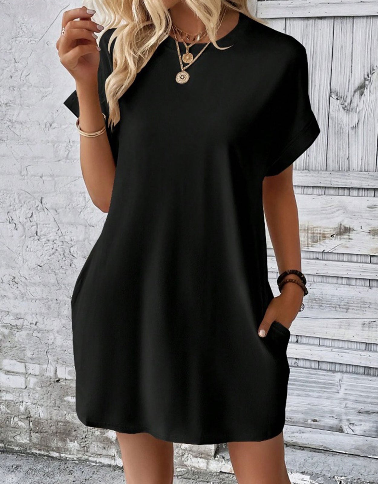 Casual Solid Tee Dress