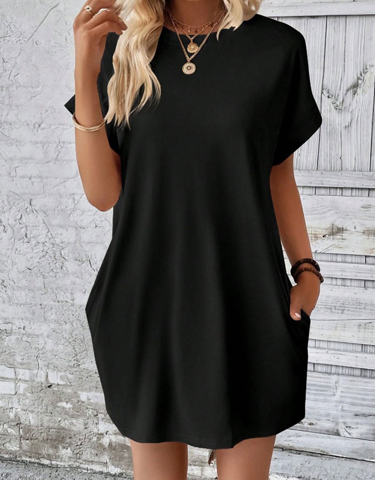 Casual Solid Tee Dress