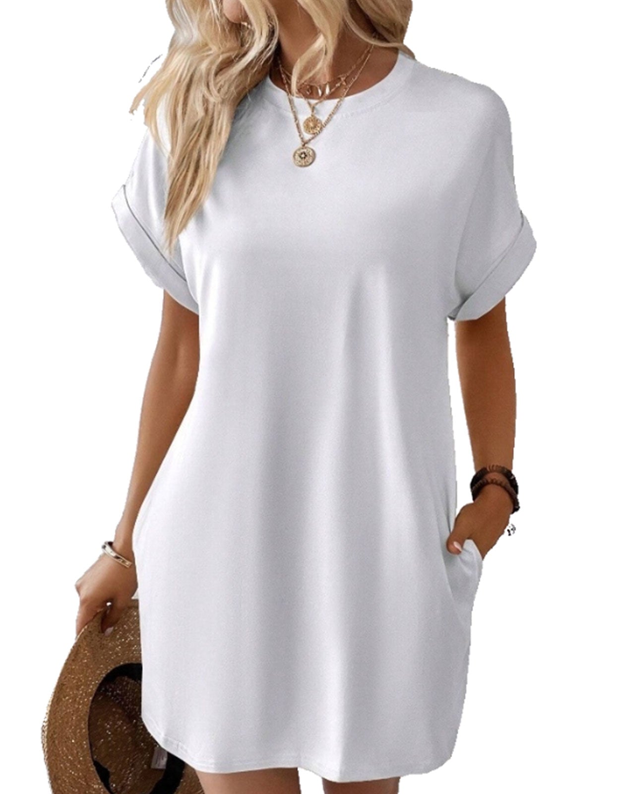 Casual Solid Tee Dress