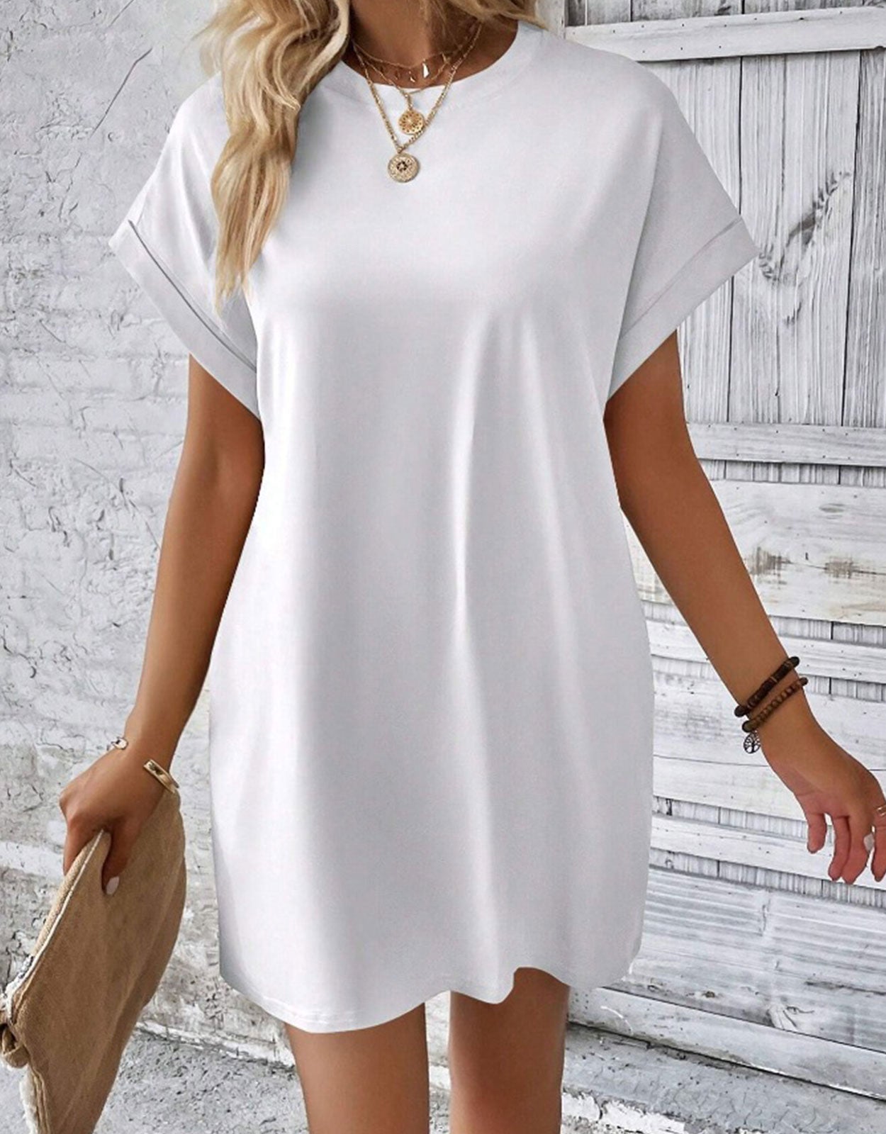 Casual Solid Tee Dress