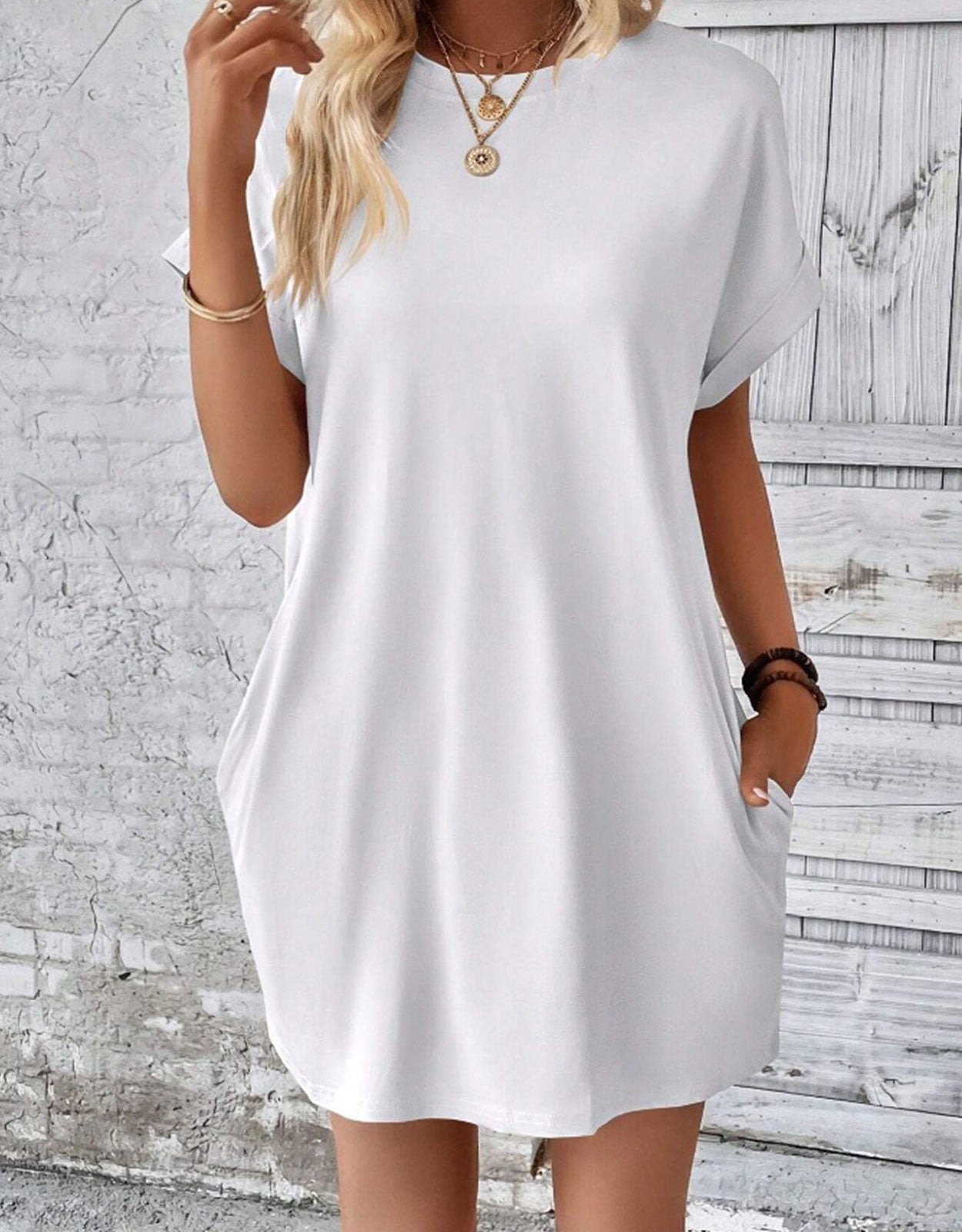 Casual Solid Tee Dress