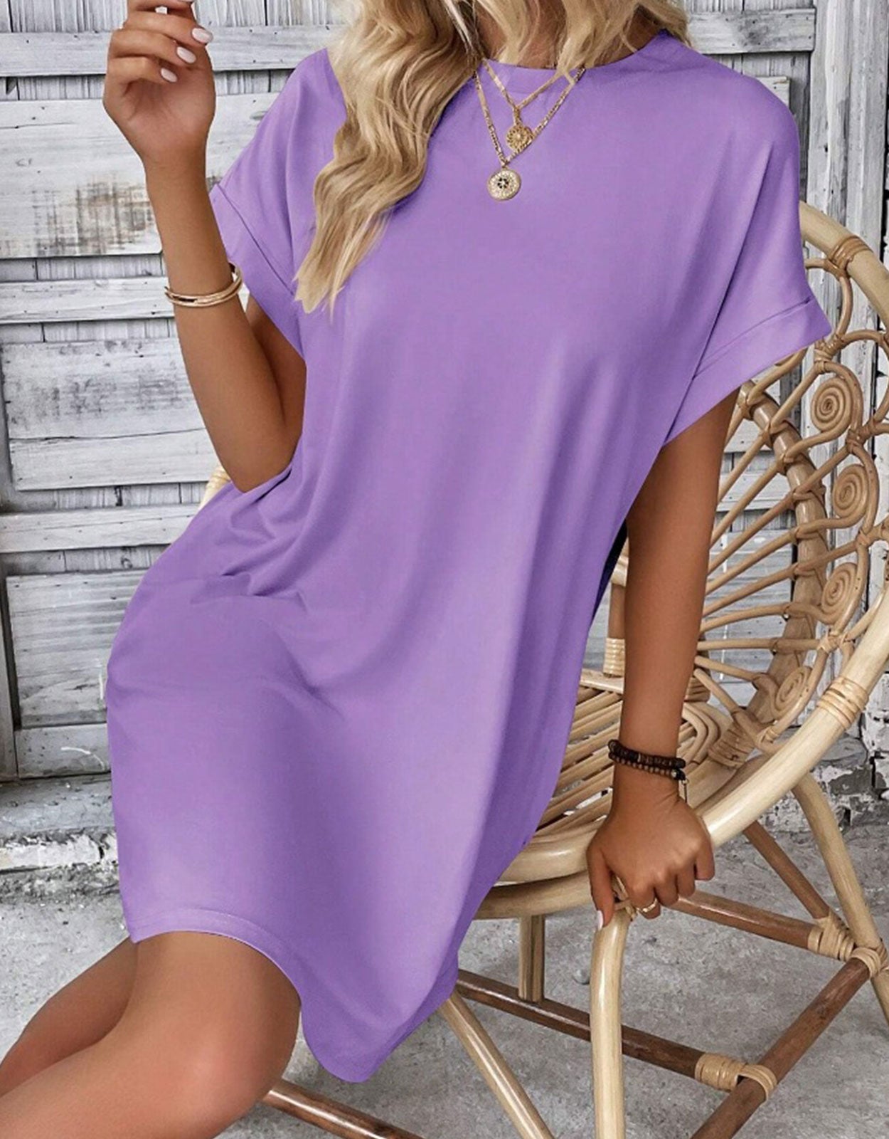 Casual Solid Tee Dress