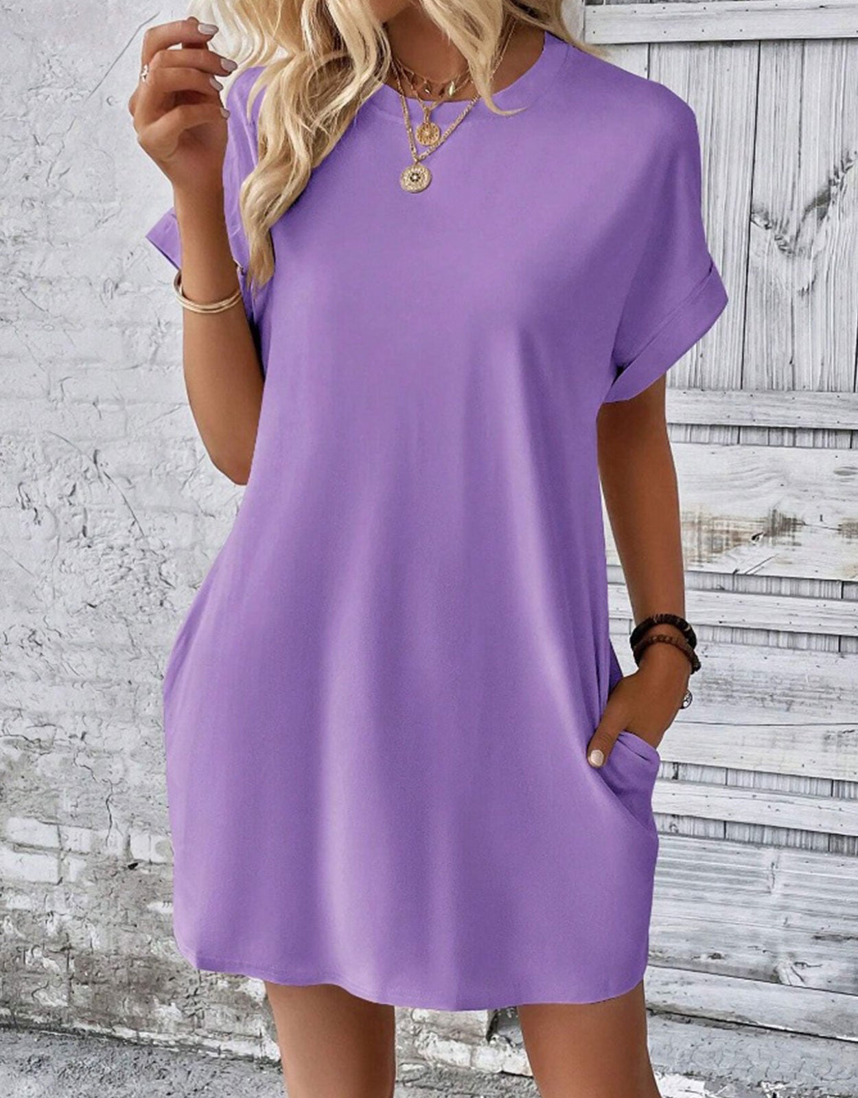 Casual Solid Tee Dress