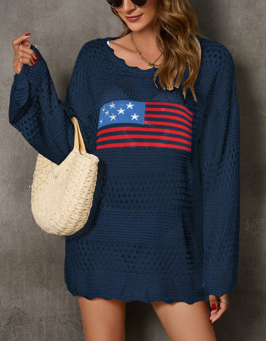 Summer Long Sleeve Swimwear Knit Beach cover up