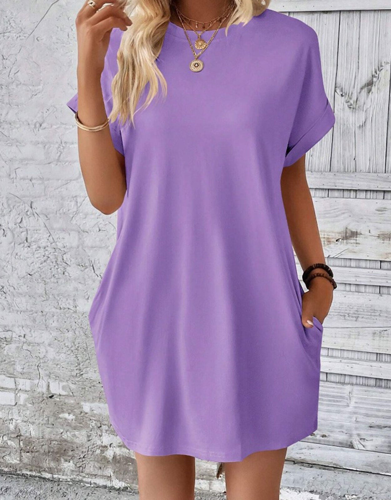 Casual Solid Tee Dress