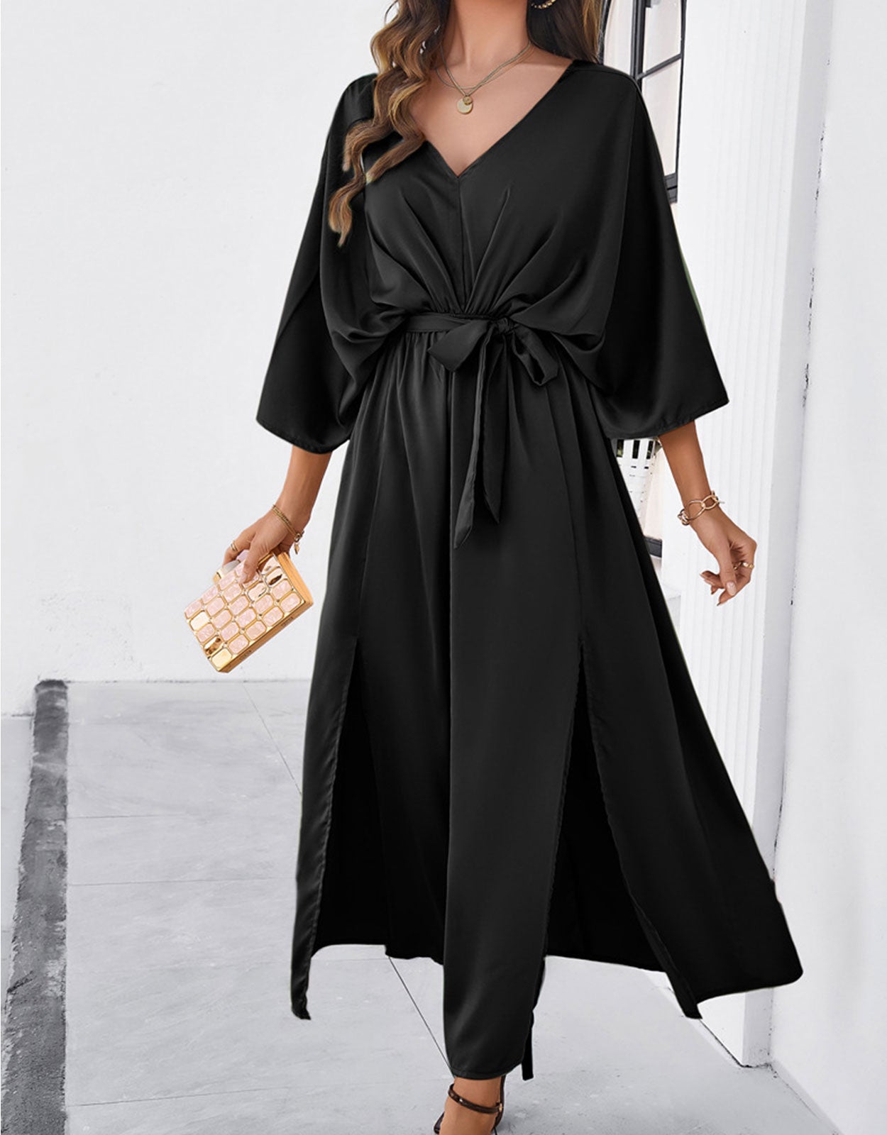 Belted Wrap Hem Dress