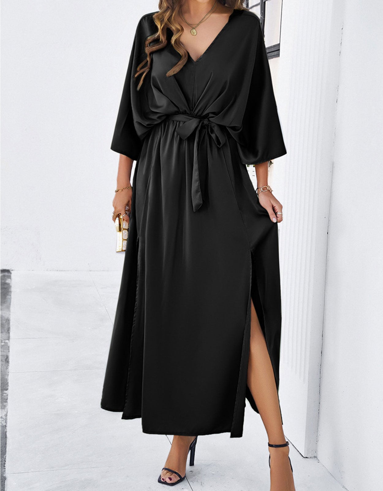 Belted Wrap Hem Dress