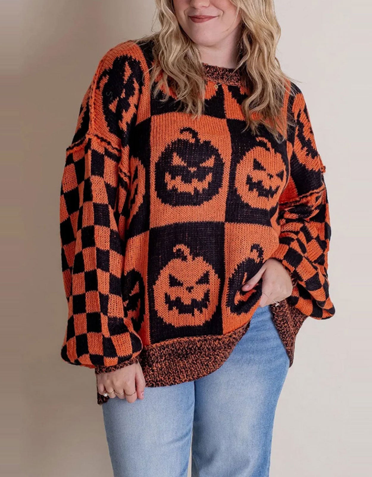 Halloween Checkered Sweater