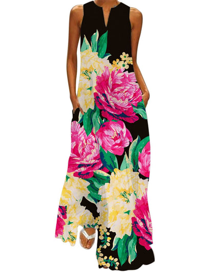 Summer Dresses for Women Butterfly and Floral Printed Maxi Dress