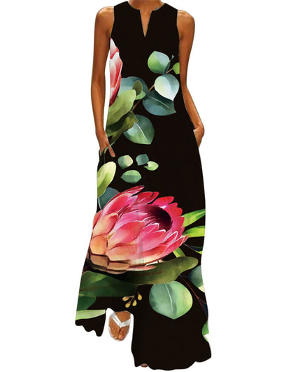 Summer Dresses for Women Butterfly and Floral Printed Maxi Dress