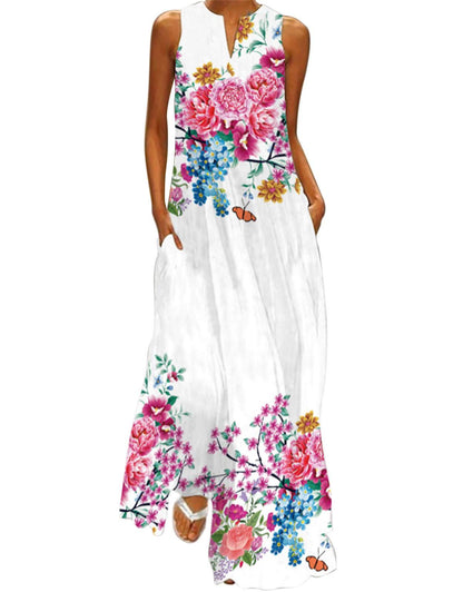 Summer Dresses for Women Butterfly and Floral Printed Maxi Dress