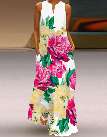 Summer Dresses for Women Butterfly and Floral Printed Maxi Dress