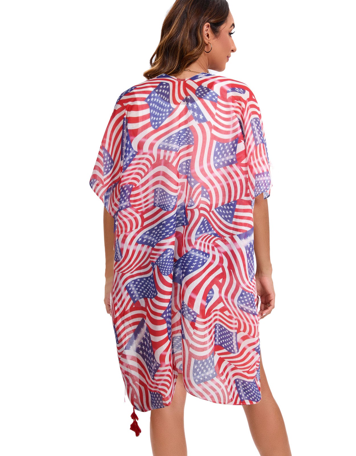 4th of July Stars Patriotic Shawl Lightweight Kimono