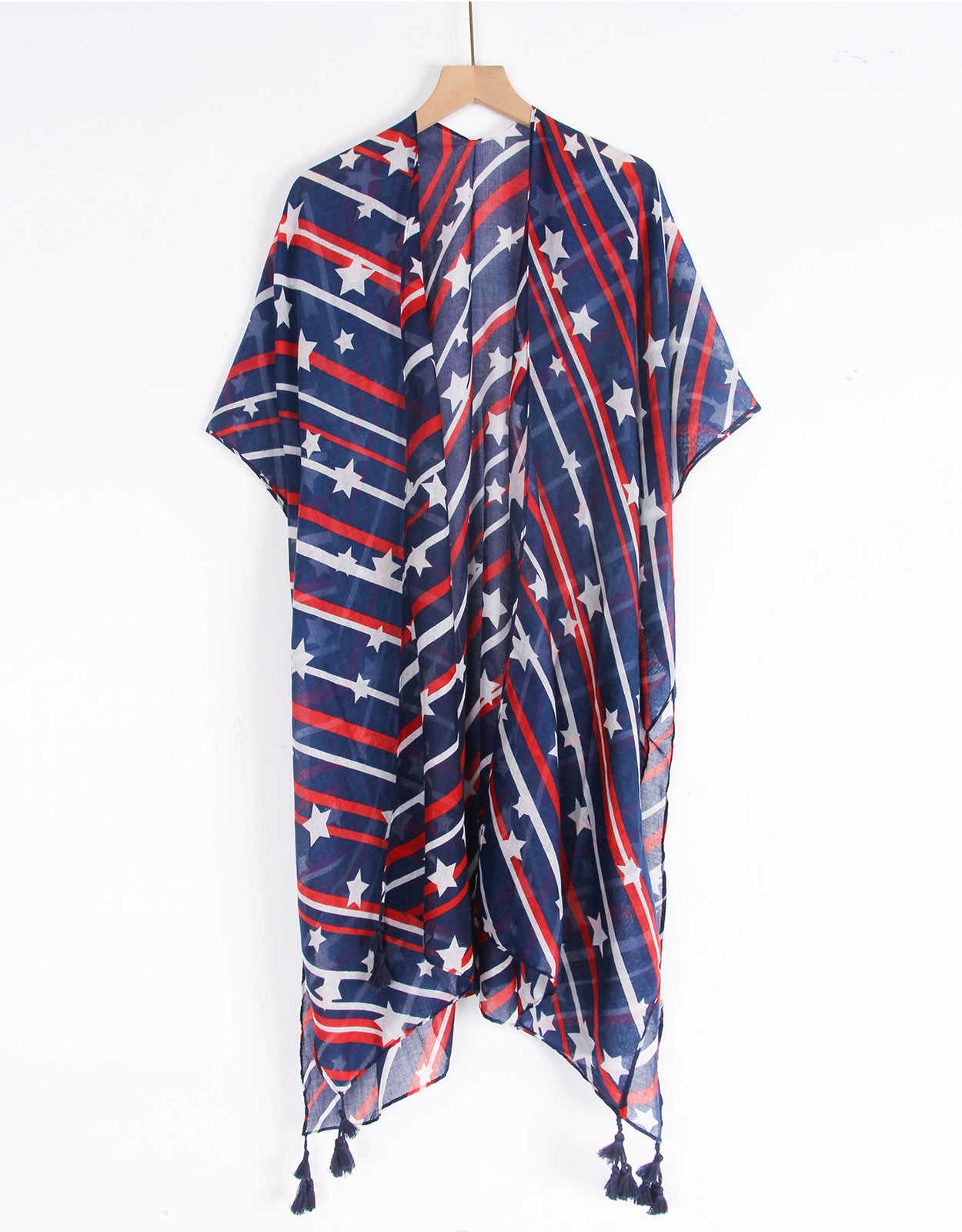 4th of July Stars Patriotic Shawl Lightweight Kimono