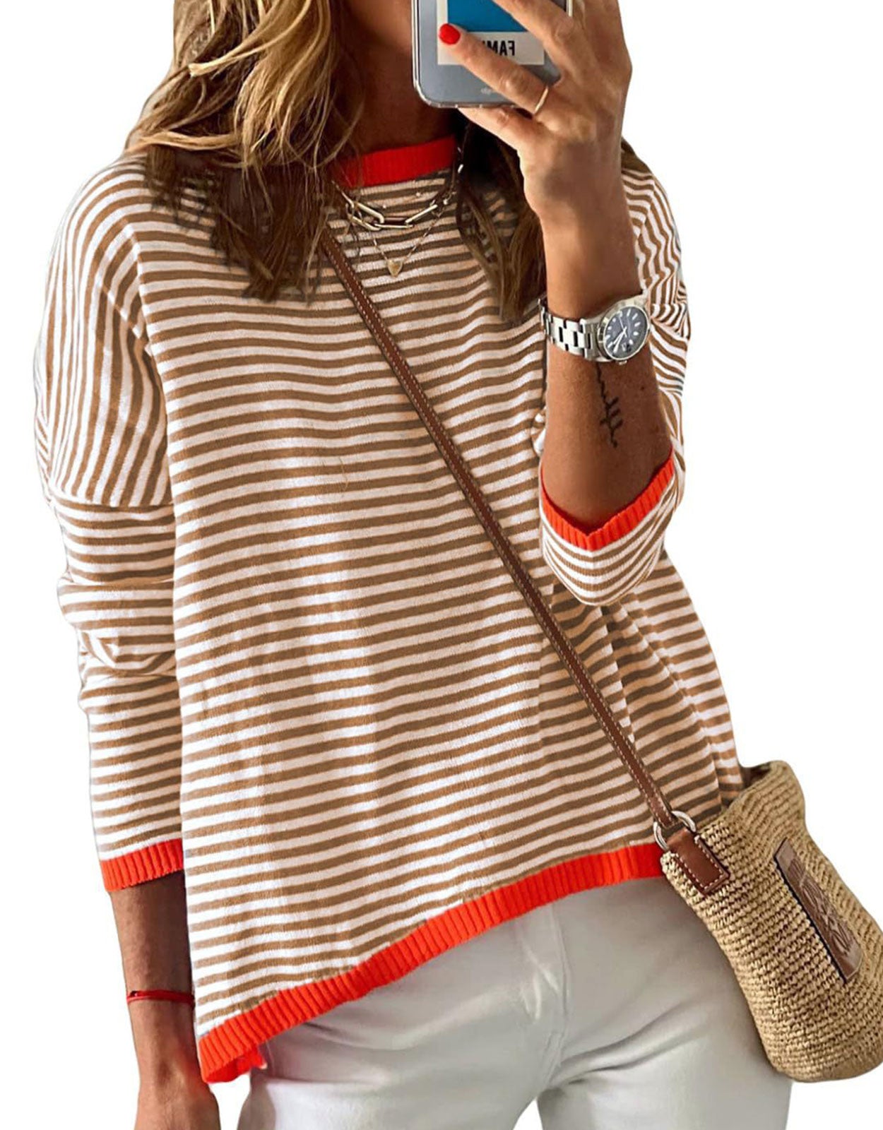 Crew Neck Color Block Pullover