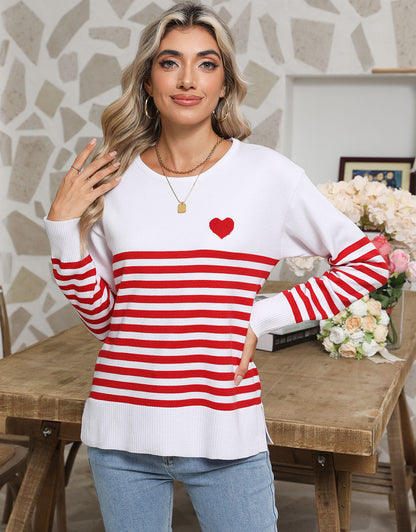 Striped cute heart pullover