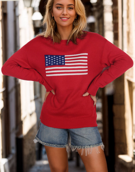 USA Flag Intarsia Sweater