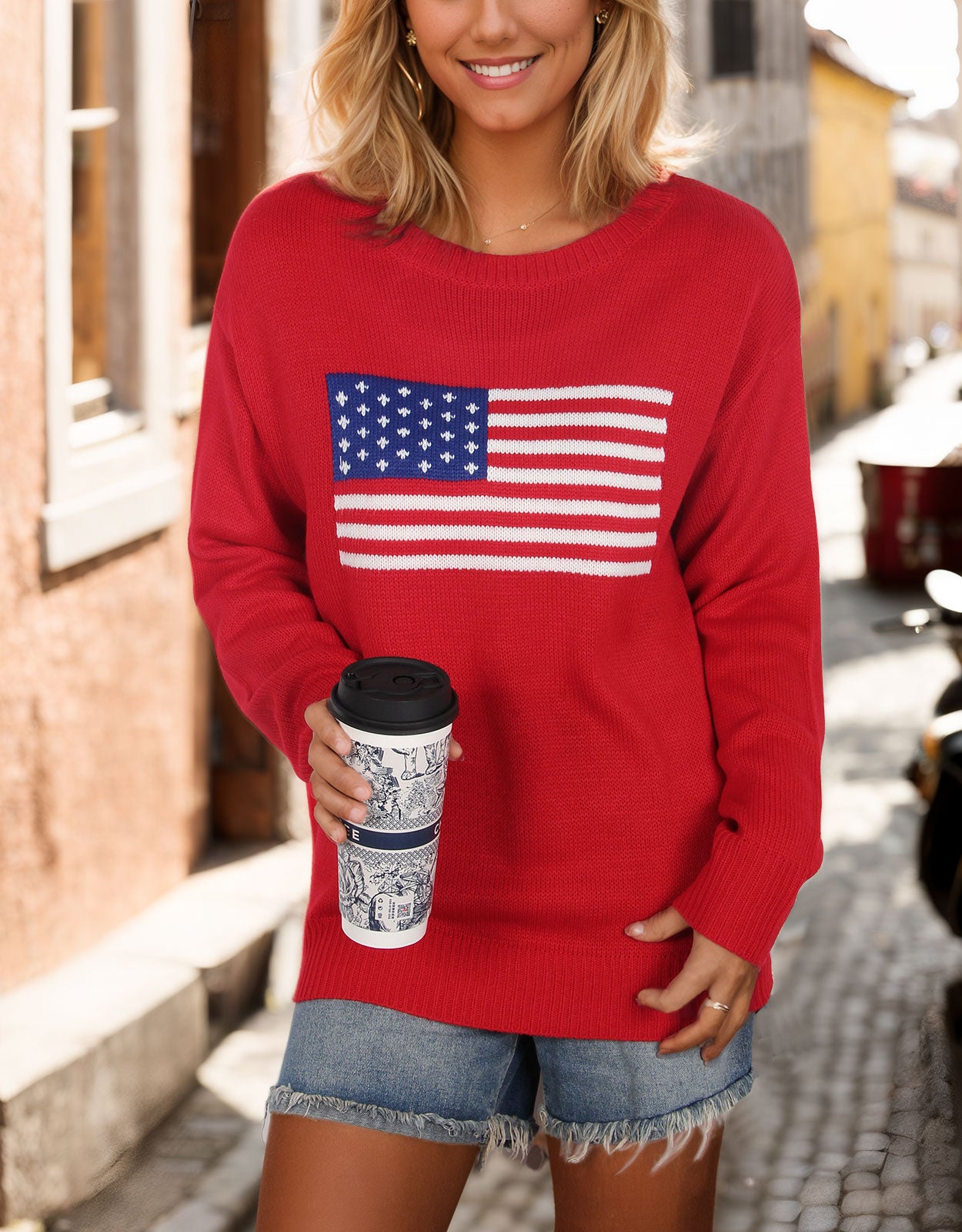 USA Flag Intarsia Sweater