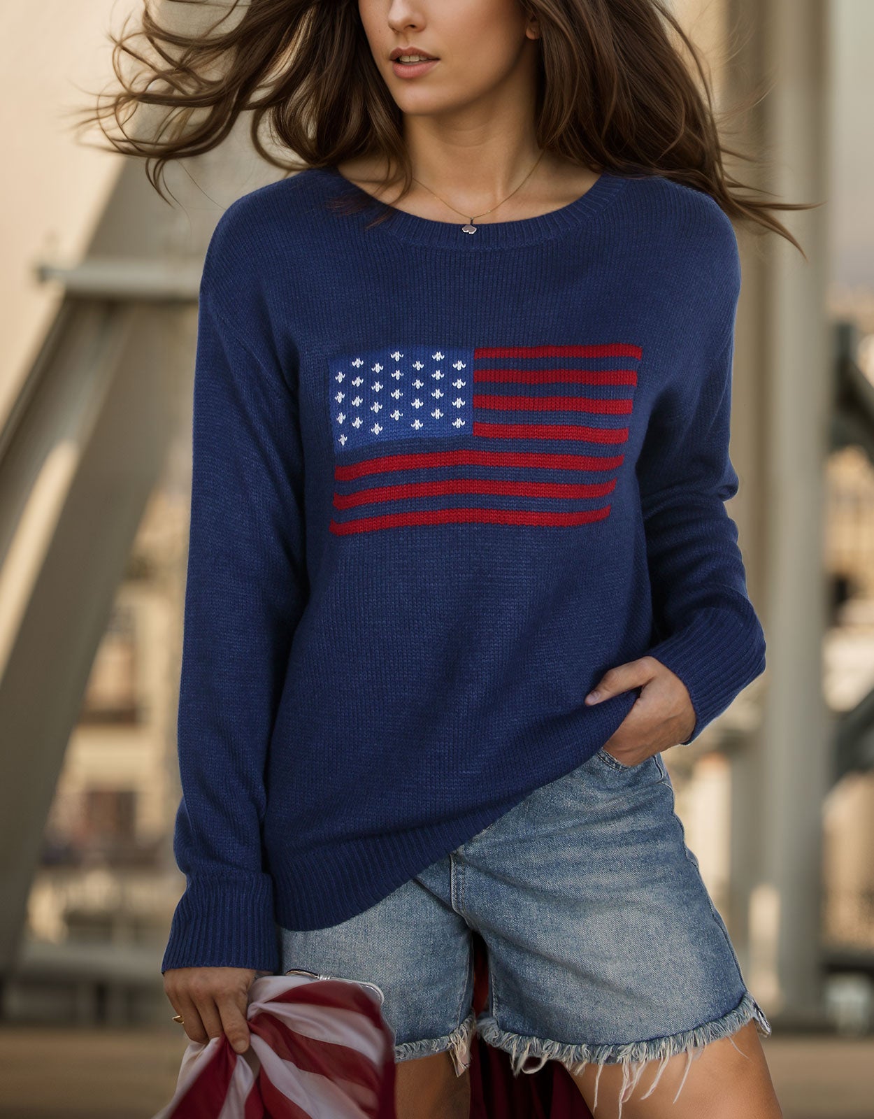 USA Flag Intarsia Sweater