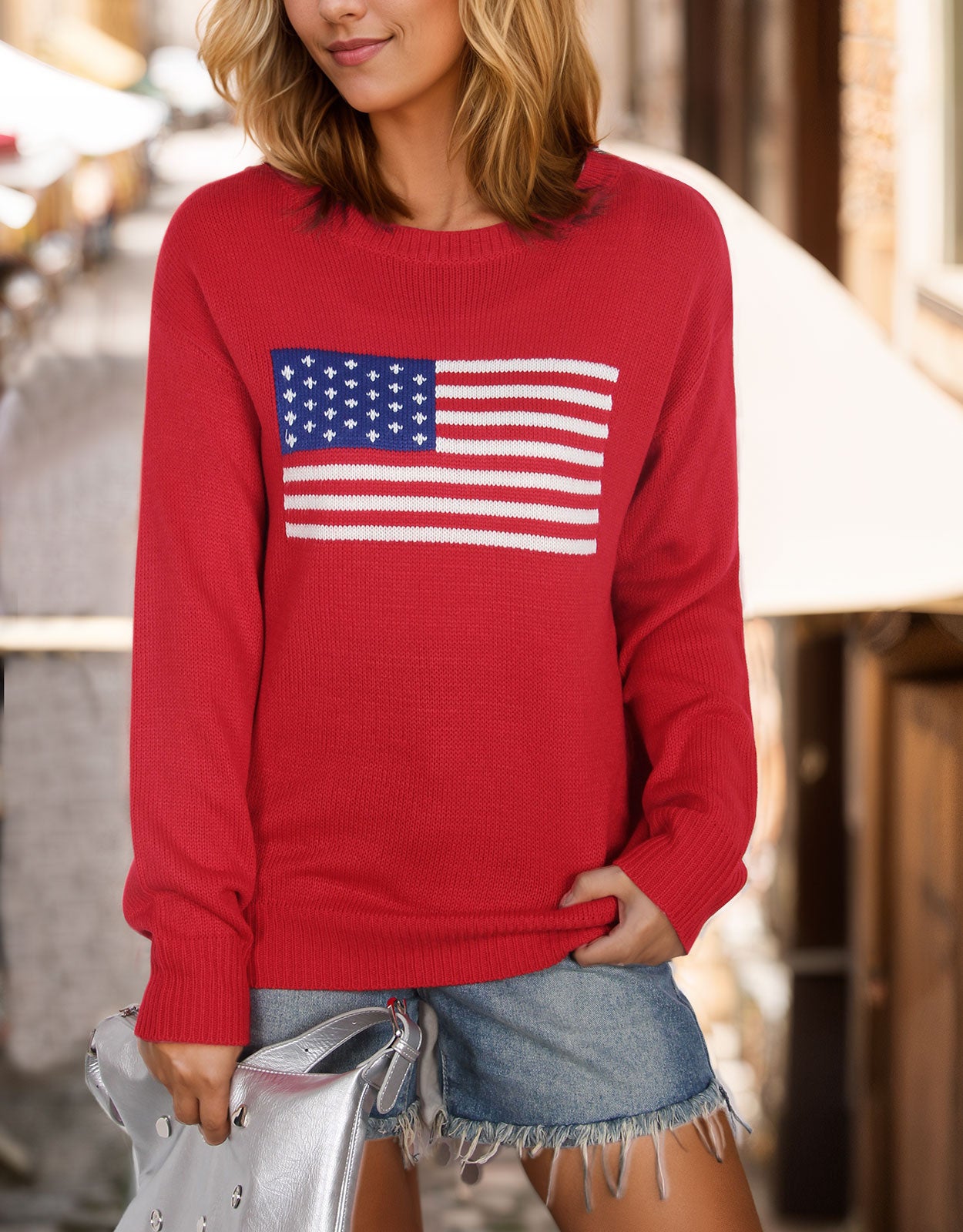 USA Flag Intarsia Sweater