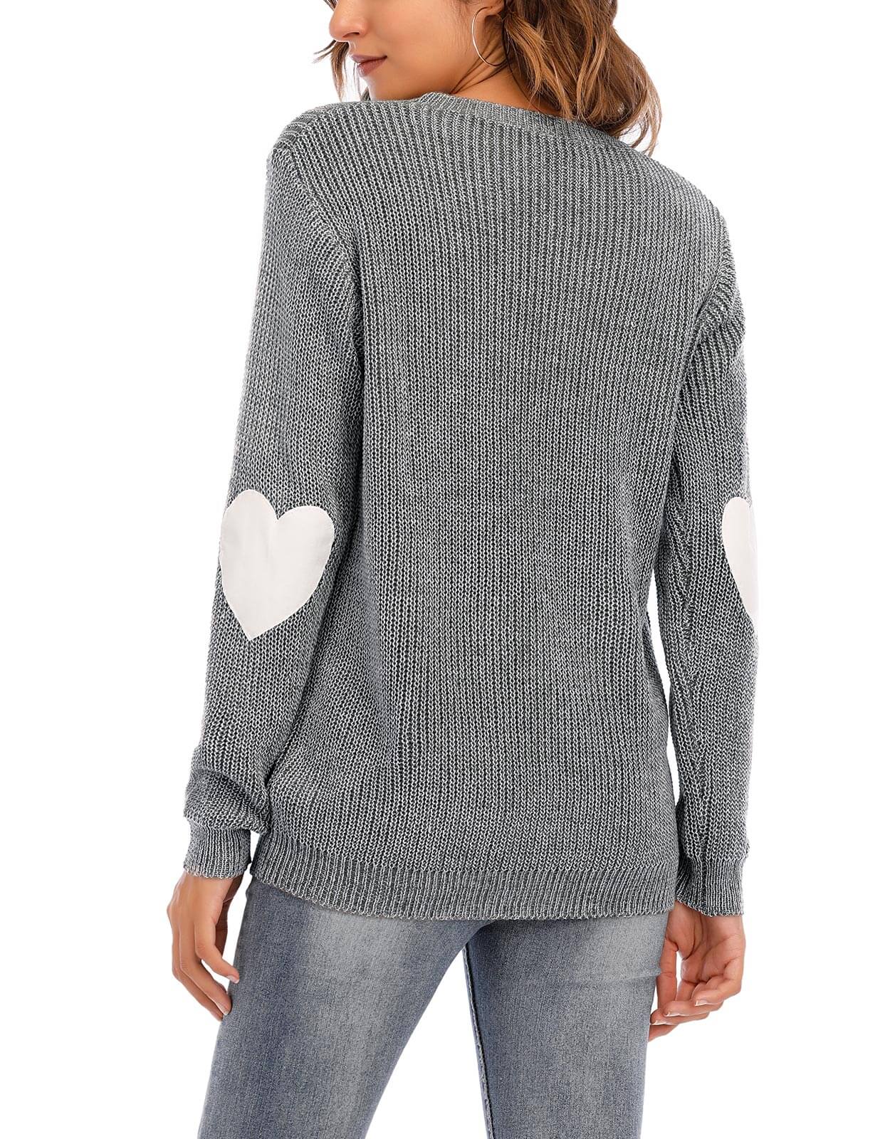 Heart Pattern Elbow Patchwork Knits Sweater