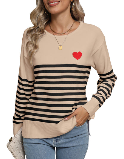 Striped cute heart pullover