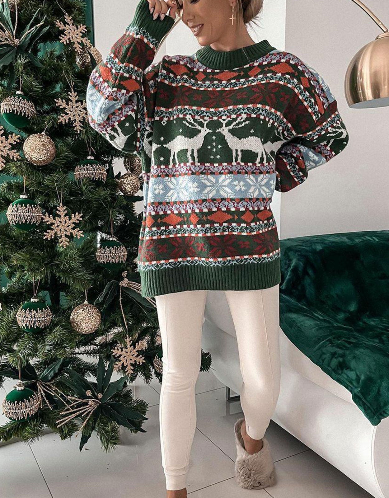 Long Sleeved Deer pattern sweater