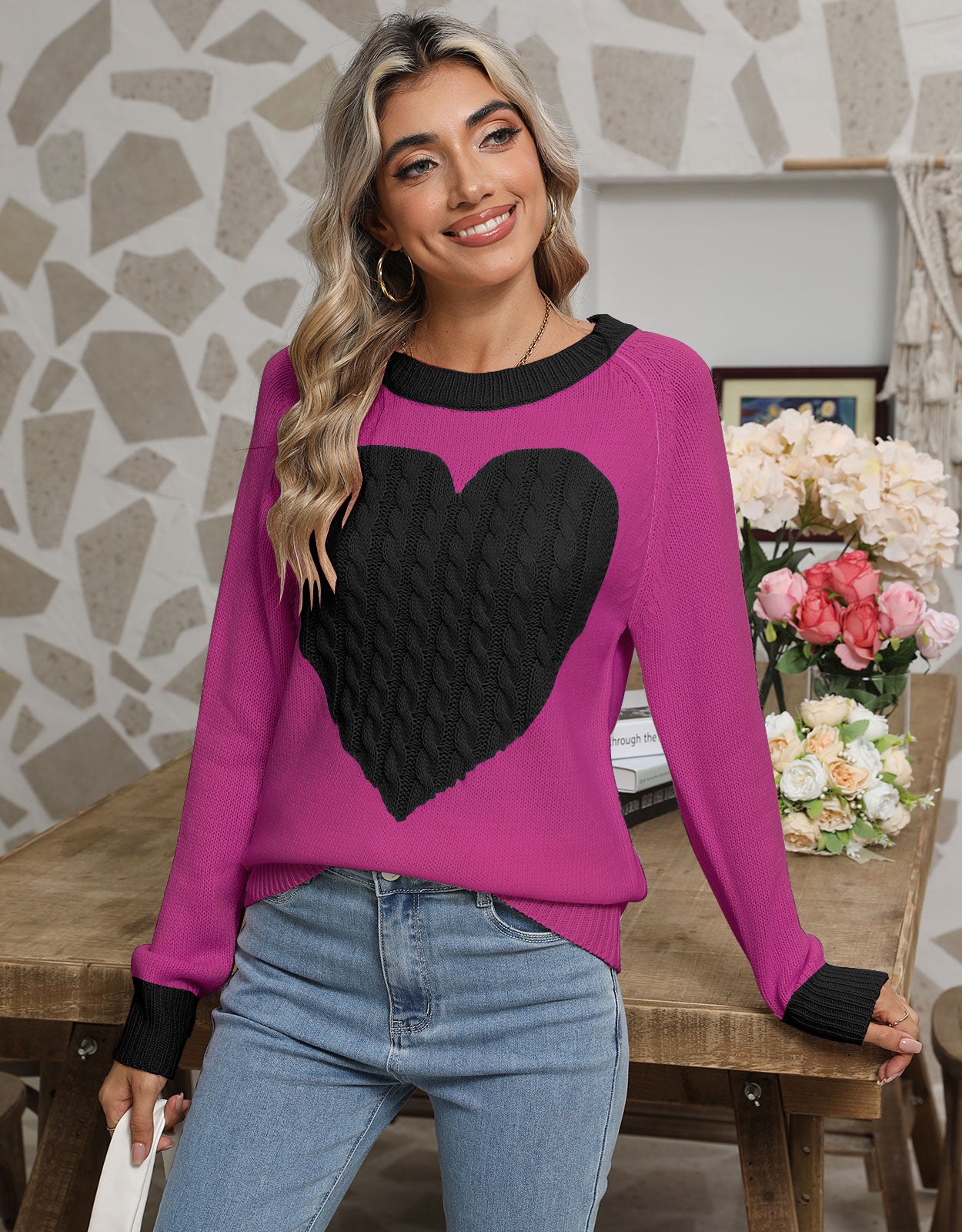 Cute Heart Sweater for Women