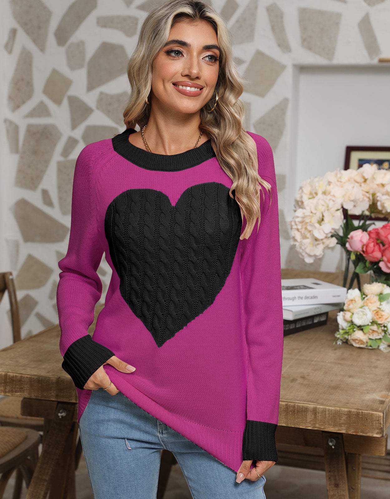 Cute Heart Sweater for Women