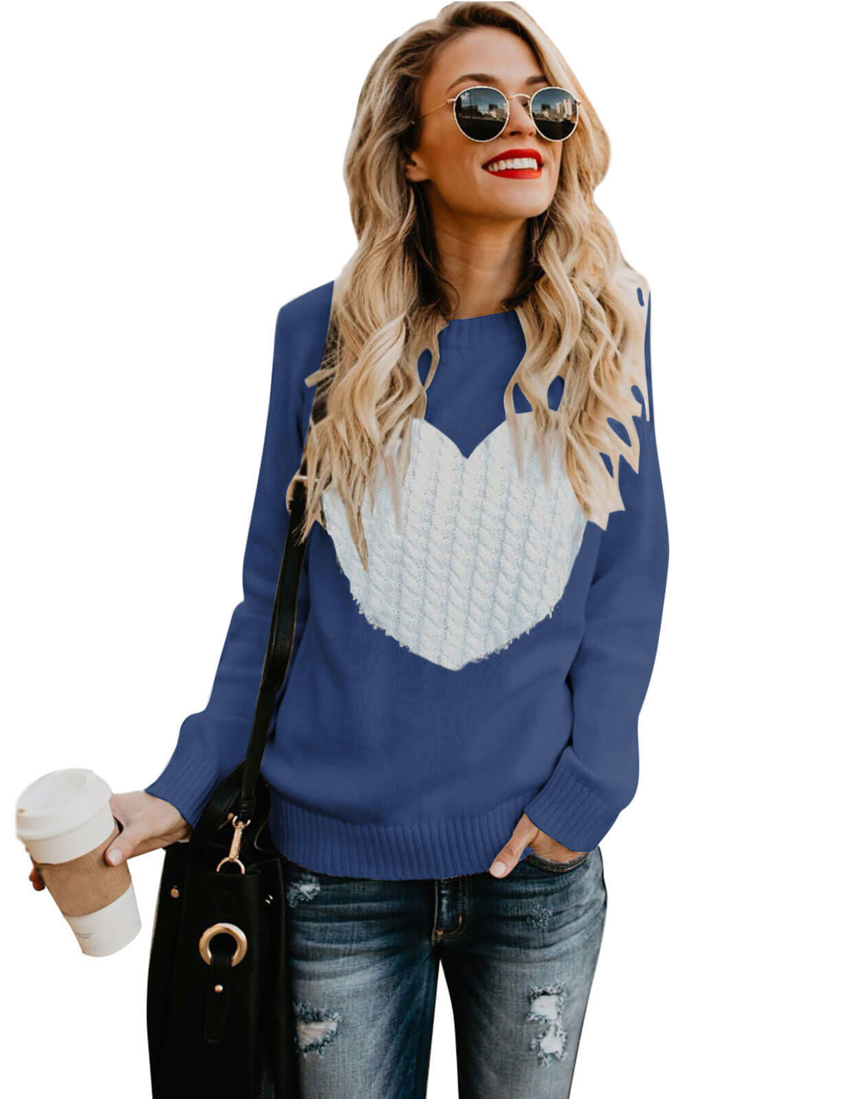 Women Cute Heart Sweater