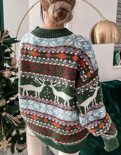 Long Sleeved Deer pattern sweater