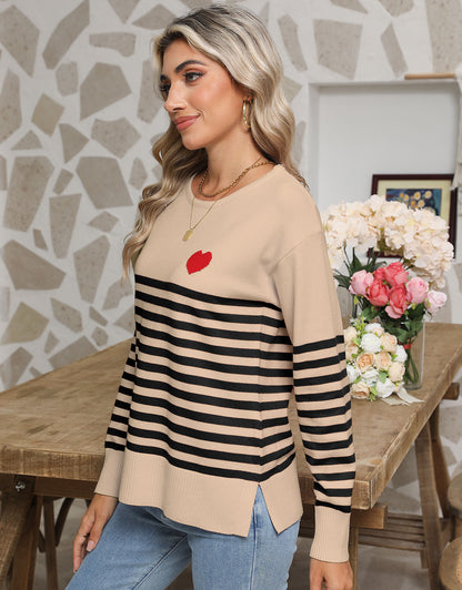 Striped cute heart pullover