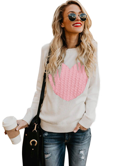 Women Cute Heart Sweater