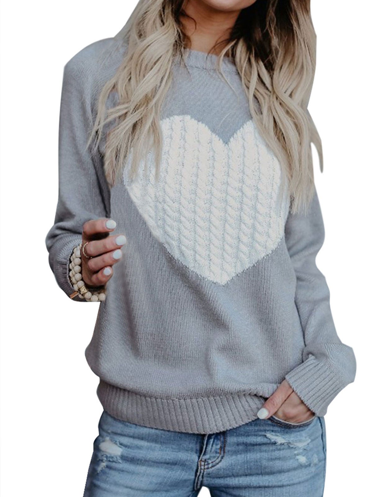 Women Cute Heart Sweater