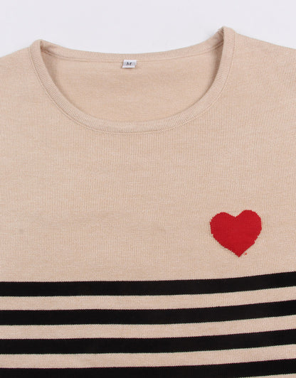 Striped cute heart pullover