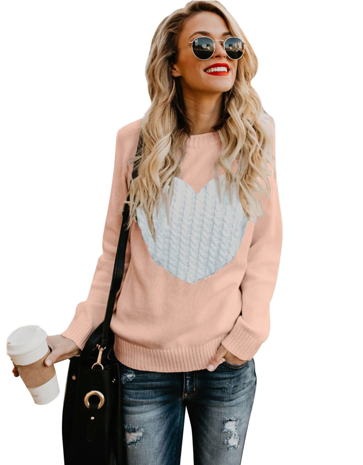 Women Cute Heart Sweater