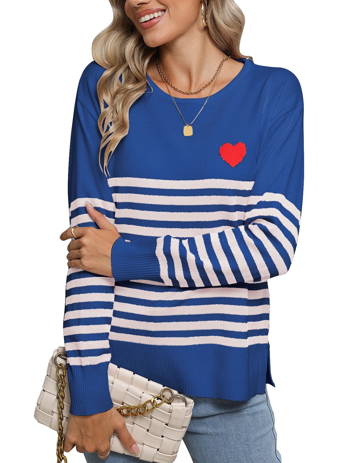 Striped cute heart pullover