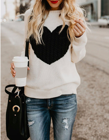 Women Cute Heart Sweater