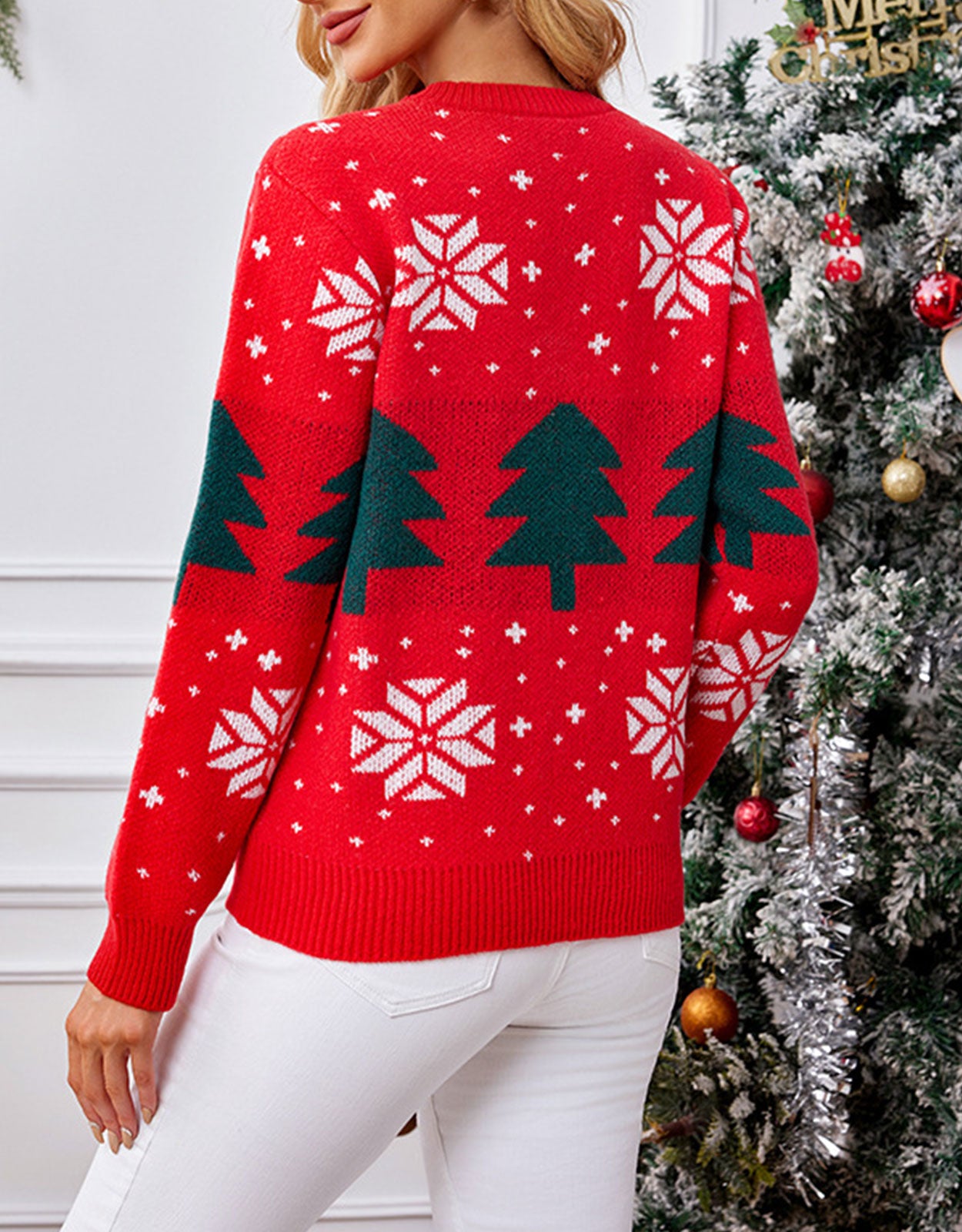 Christmas Tree Jacquard Pullover