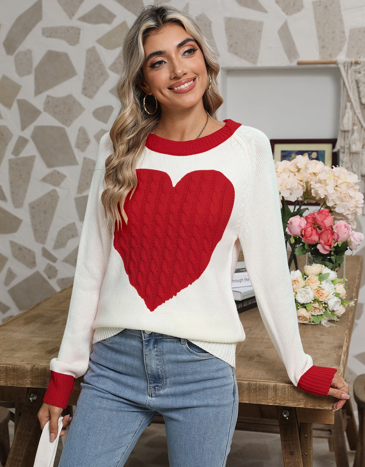 Cute Heart Sweater for Women