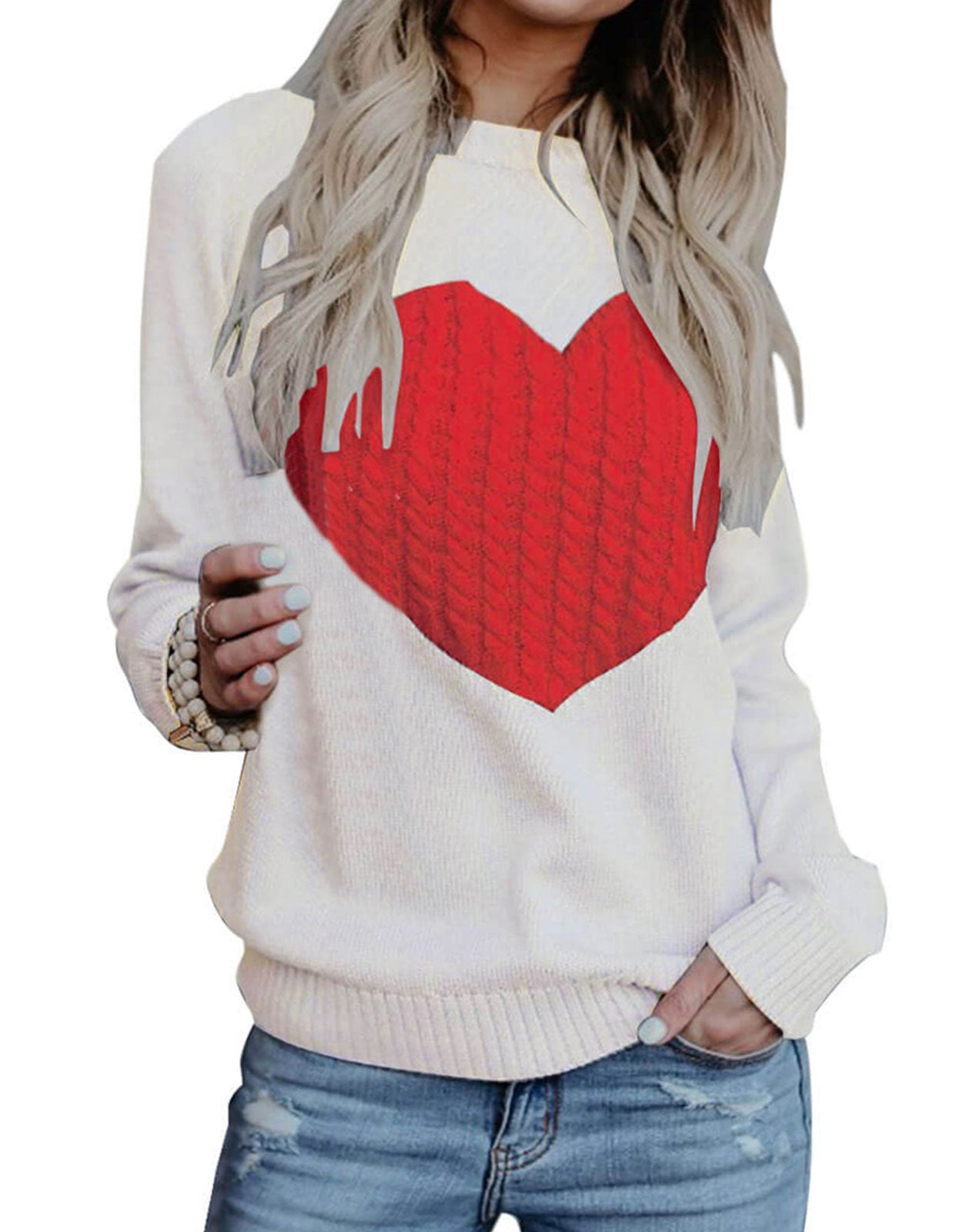 Women Cute Heart Sweater