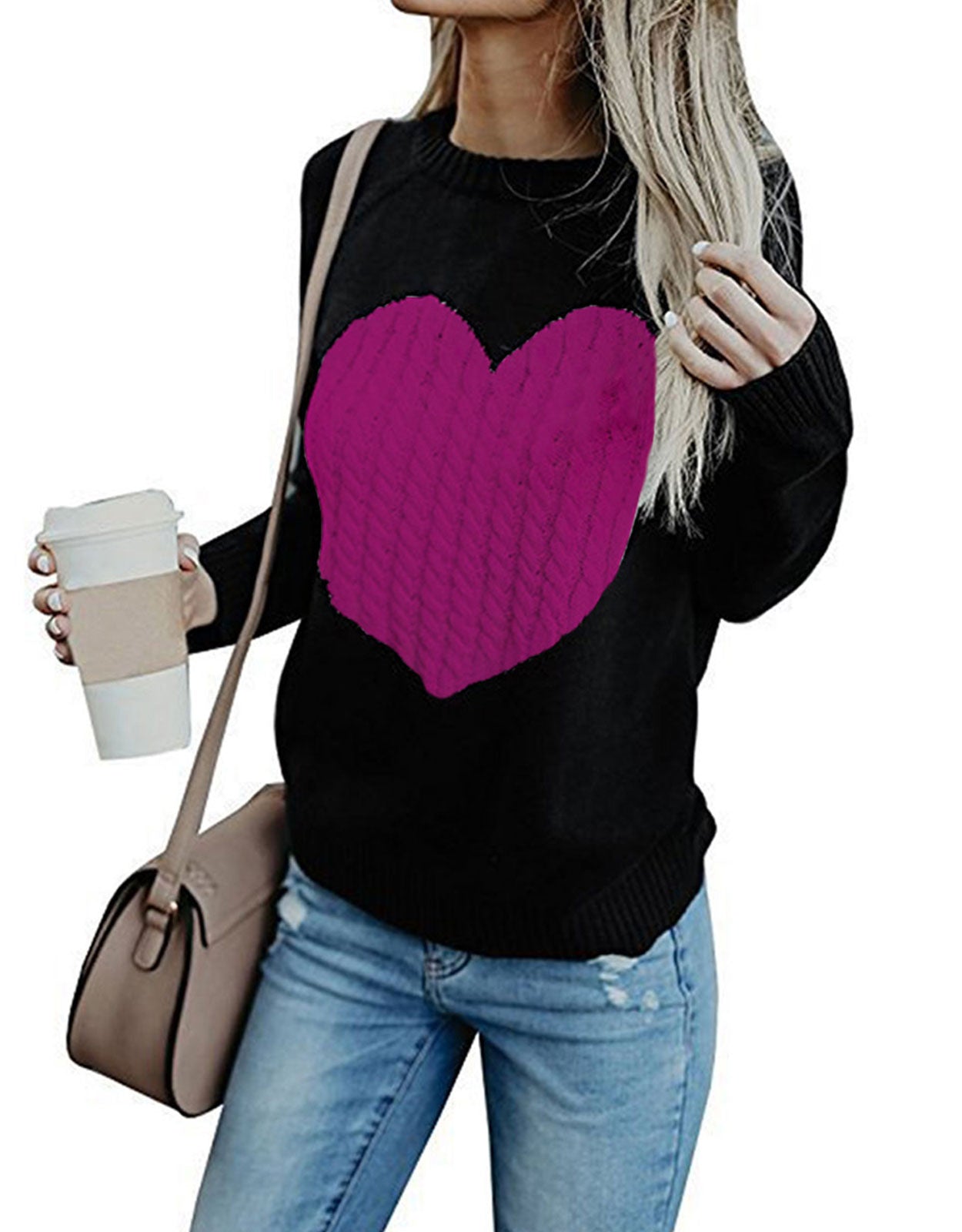 Women Cute Heart Sweater