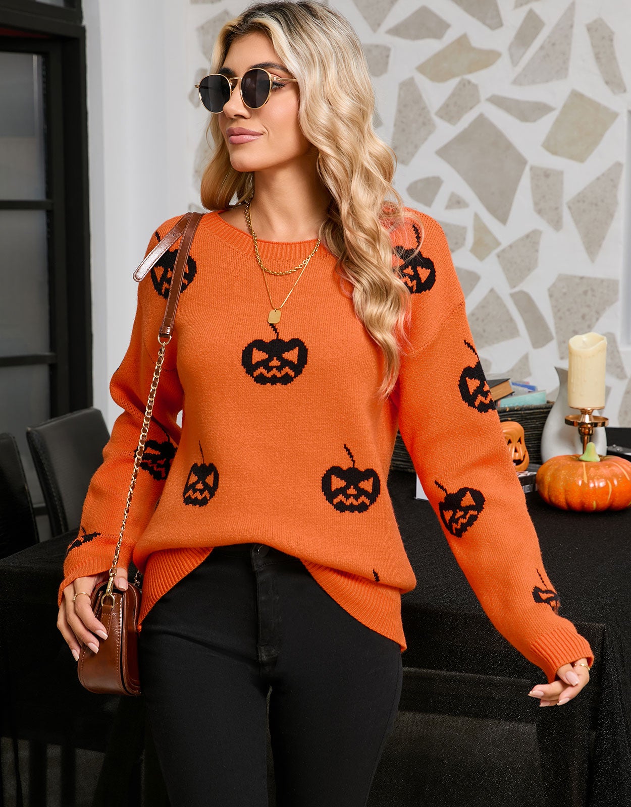 Pumpkin Pattern Pullover