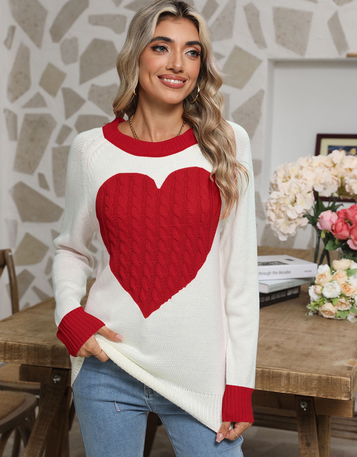 Cute Heart Sweater for Women