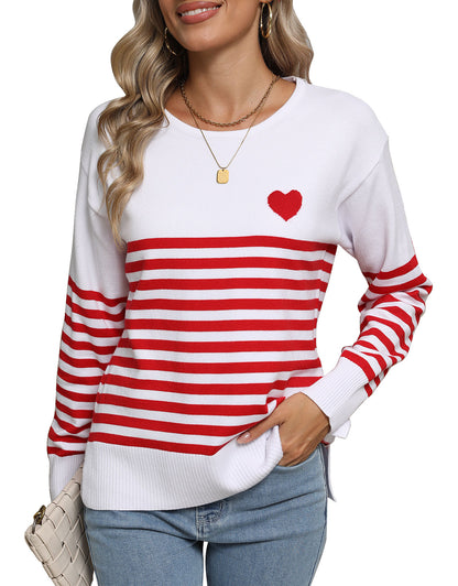 Striped cute heart pullover