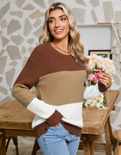 Round Neck Colorblock Sweater