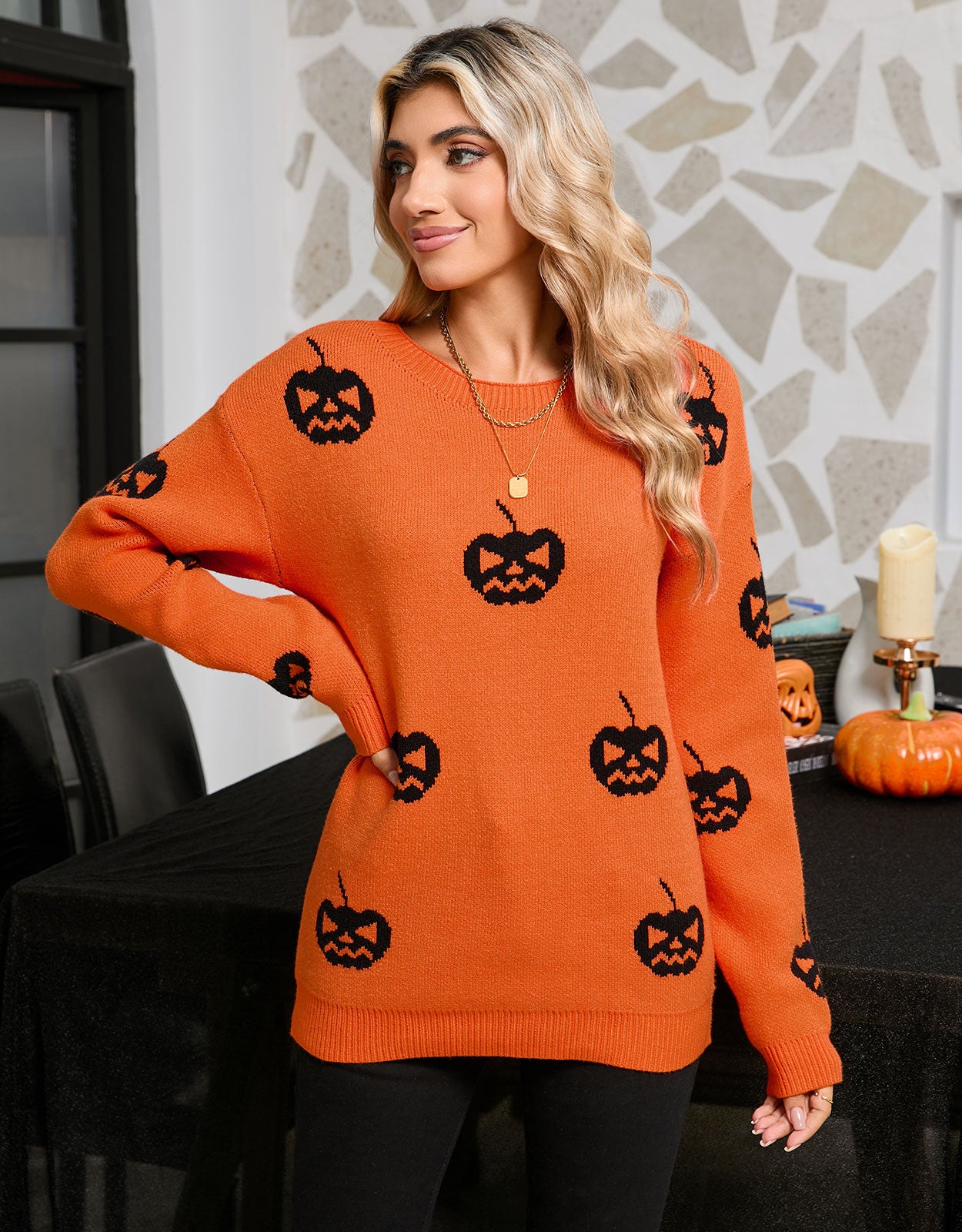 Pumpkin Pattern Pullover