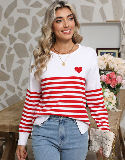 Striped cute heart pullover