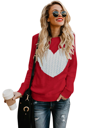 Women Cute Heart Sweater