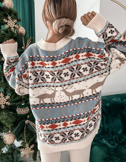 Long Sleeved Deer pattern sweater